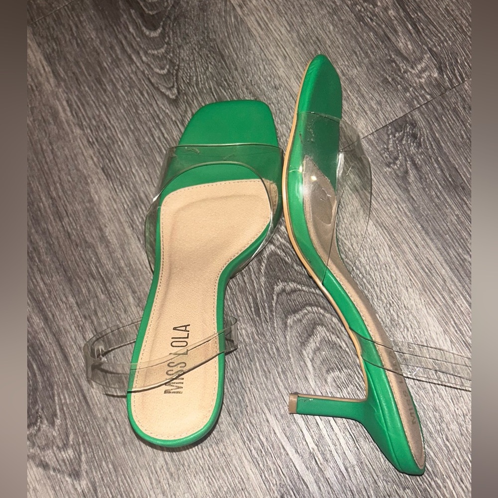 Green/clear heels/sandal
